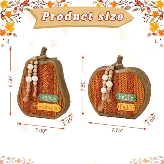 Glitzhome&reg; Fall Faux Knitted Resin Pumpkin Set {9}
