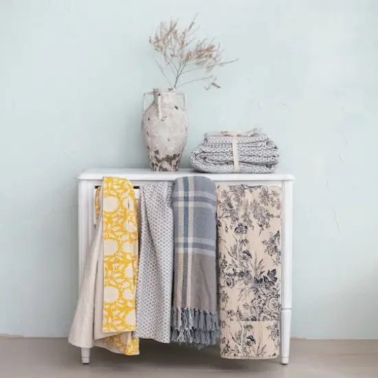 Hello Honey&reg; Blue Plaid Cotton Blend Throw with Fringe {3}