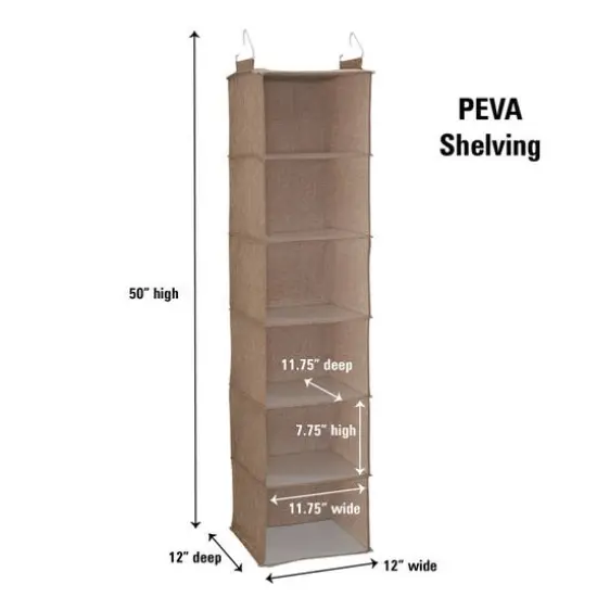 Household Essentials 6 Shelf Hanging Closet Organizer Brown {8}