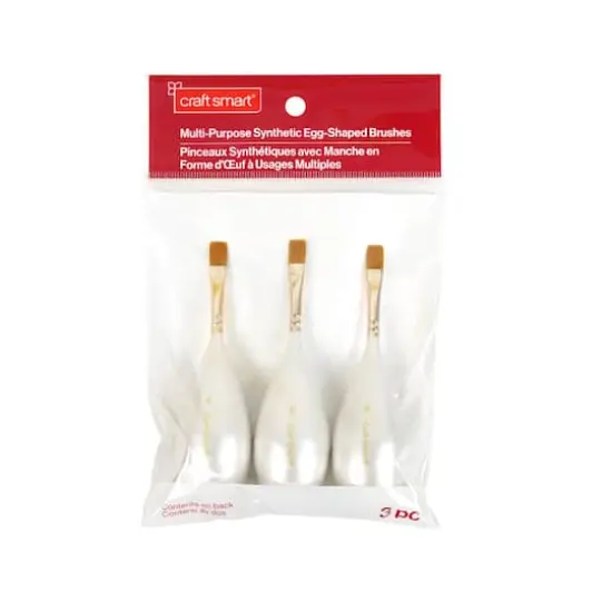Size 6 Flat Multipurpose Synthetic Brushes with Egg Shaped Handles, 3ct. by Craft Smart&reg; {4}