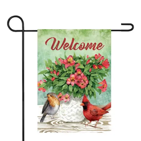 Welcome Cardinal Bird & Spring Bouquet Flag {4}