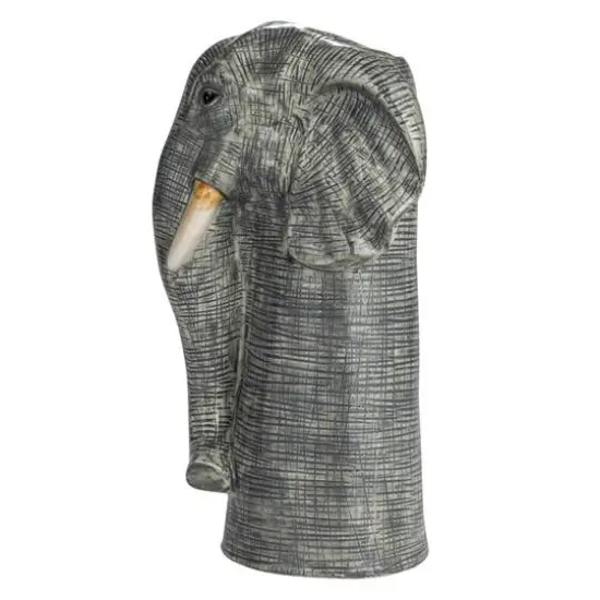 Hello Honey® 11" Gray & White Hand-Painted Decorative Stoneware Elephant Vase {8}