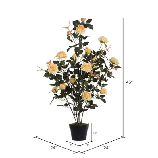 45" Artificial Yellow Rose Plant in Pot {6}