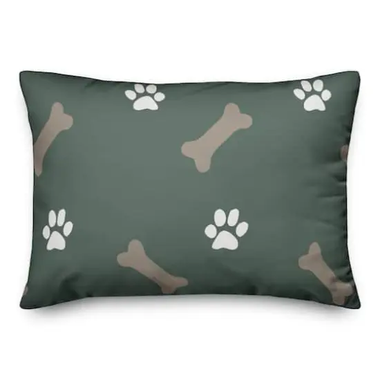 Bones & Paws Indoor/Outdoor Lumbar Throw Pillow Sage {1}