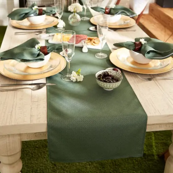 DII&reg; 72" Tonal Lattice Print Outdoor Table Runner Artichoke {6}