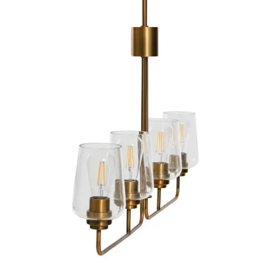 Hello Honey&reg; Robert Stevenson Lighting Holden Metal & Glass 4-Light Linear Chandelier Brushed Bronze {8}