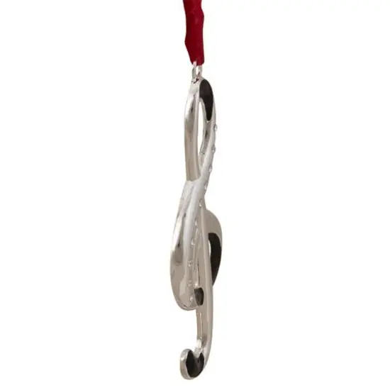 Silver Plated Clef Music Note Crystal Embellished Metal Ornament {4}