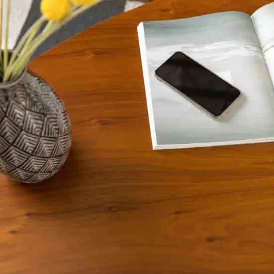 Walnut Guitar Pick Hairpin Leg Mid Century Modern Wood Coffee Table {6}