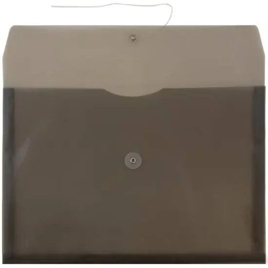 JAM Paper 9.75" x 14.5" Button & String Tie Closure Plastic Envelopes, 12ct. Smoke Gray {4}