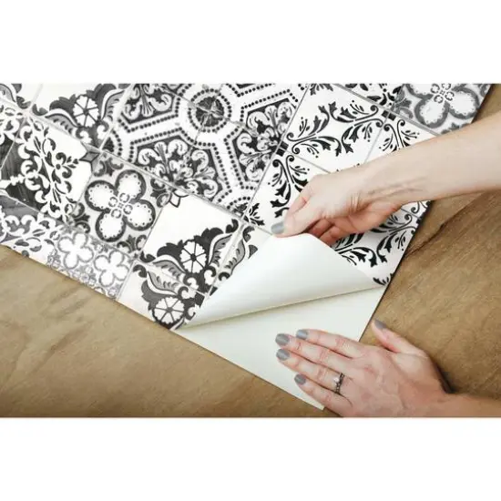 RoomMates Mediterranean Tile Peel & Stick Wallpaper Black {10}
