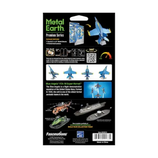 Metal Earth Premium Series ICONX 3D Metal Model Kit - Blue Angels F/A-18 Super Hornet {4}