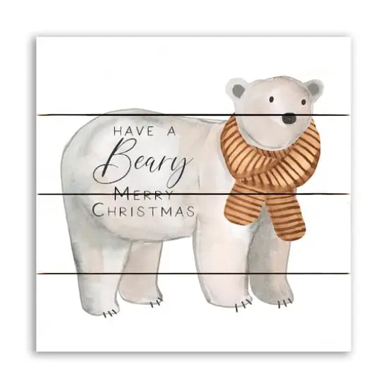 Beary Merry Christmas 11.75" x 11.75" Pallet Wood Wall Art {1}