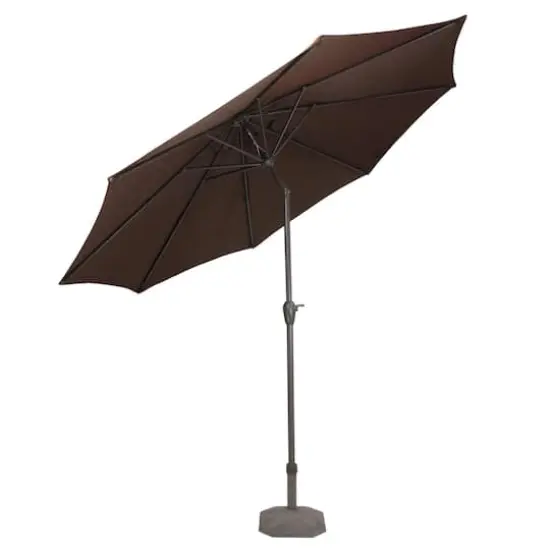 9ft. Brown & Black Outdoor Patio Market Umbrella {4}