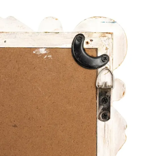 Hello Honey&reg; 25.75" White Square Raised Dowel Wood Wall Mirror {5}