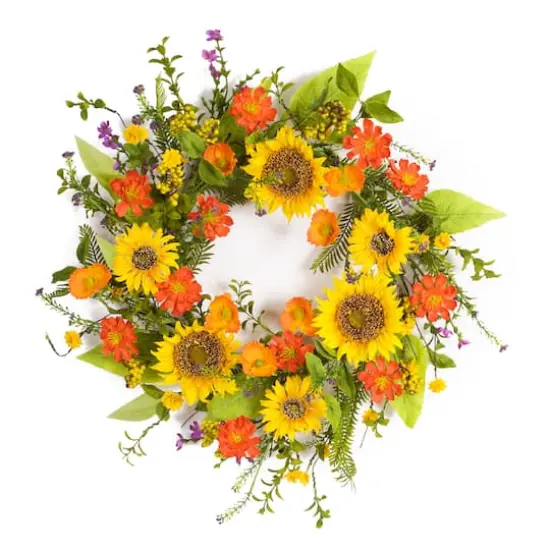 22" Sunflower & Floral Mix Wreath {1}