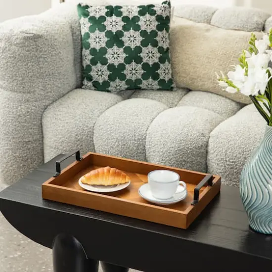 Glitzhome&reg; Rectangle Wood Geometric Trays Set {5}