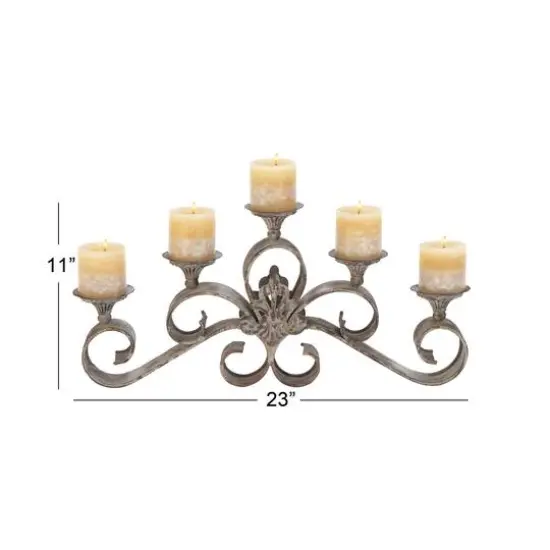 23'' Gray Iron Rustic Candle Holder {6}