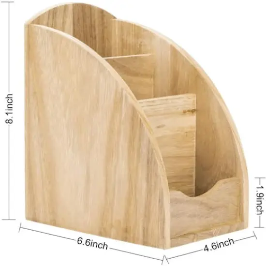 NEX&trade; 8" Natural 3-Slot Wood Remote Control Holder {3}