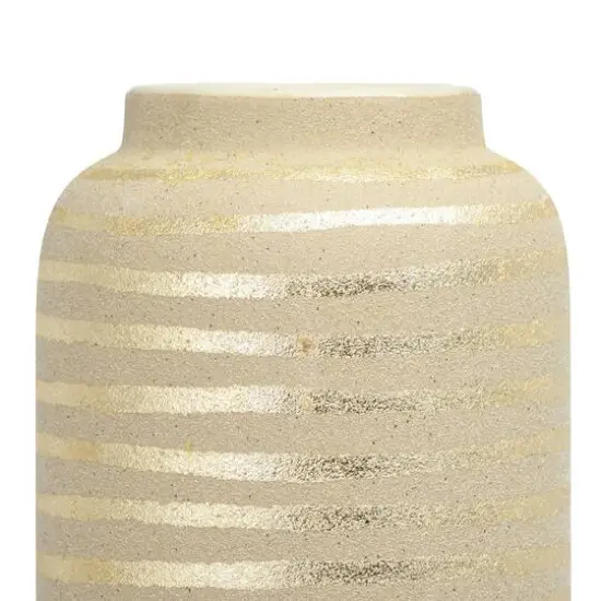 Hello Honey&reg; 9" Gold Striped Stoneware Vase {6}
