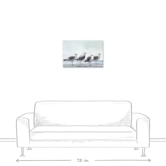 Seagulls In A Line 24" x 16" Canvas Wall Art {4}