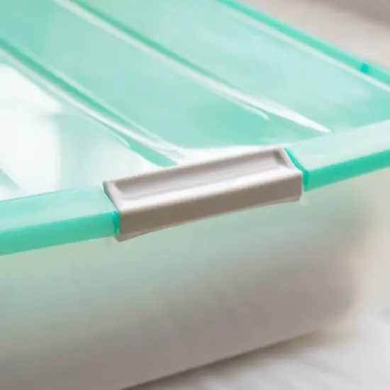 IRIS&reg; 50qt. Mint Green & Clear Underbed Storage Box with Latching Lid {8}
