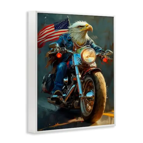 Stupell Industries Patriotic Eagle Motorcycle Framed Giclee Art White {4}