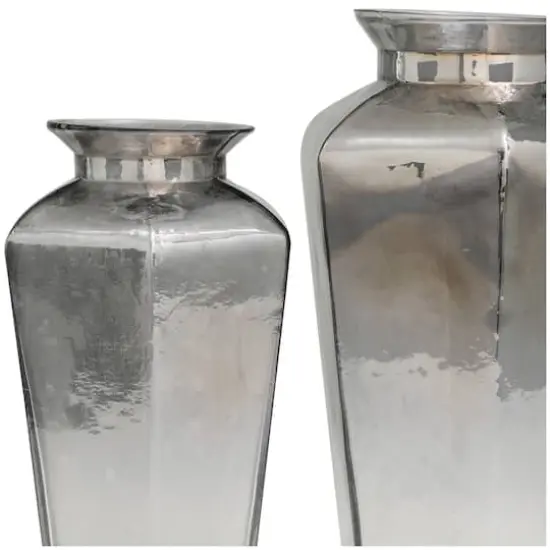 Gray Glass Hexagon Geometric Vase Set {4}