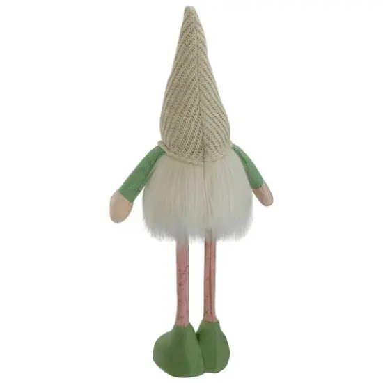 22" Lighted Green & Cream Standing Gnome with Knitted Hat Figure {7}