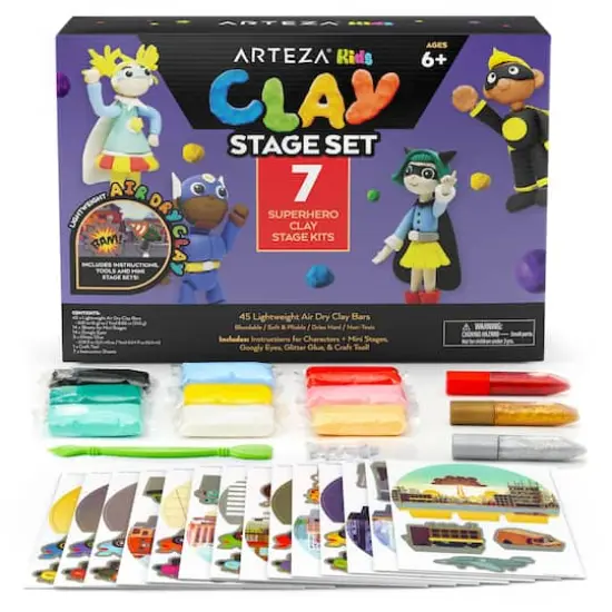 Arteza&reg; Kids Superheroes Small Stage Clay Kit, 77 pcs {1}