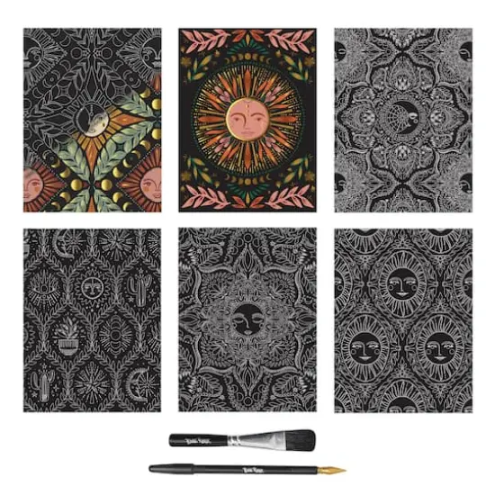 Brea Reese&trade; 9" x 12" Fall Moon & Sun Scratch Art Paper Pad {3}