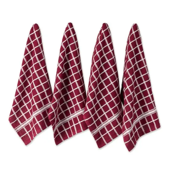DII&reg; Solid Windowpane Terry Dishtowels, 4ct. Wine {1}
