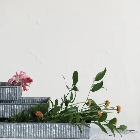 Hello Honey&reg; Antique Galvanized Finish Decorative Metal Nesting Tray Set {3}