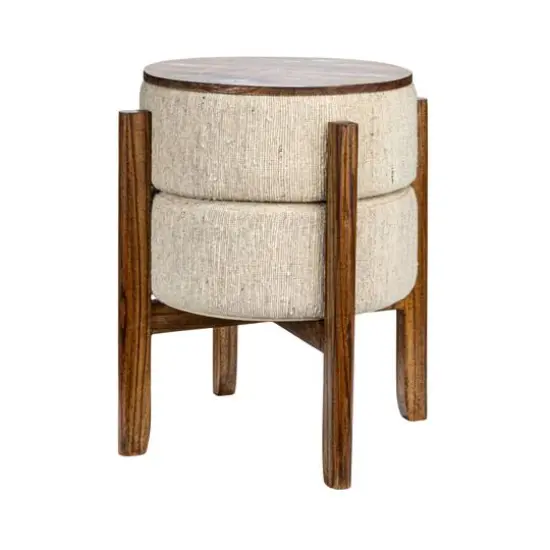 Hello Honey® 22" Woven Cotton & Wool Blend Table to Stool with Oak Wood Legs {1}