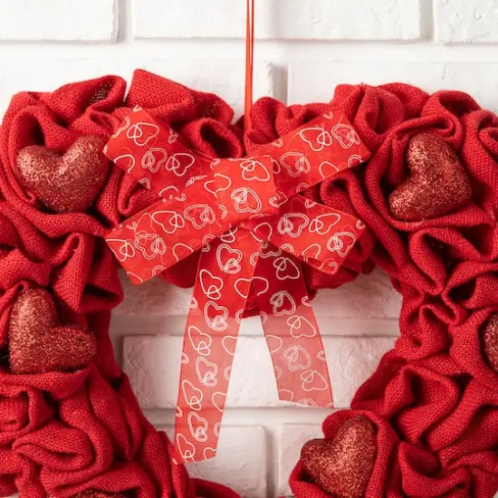 Glitzhome&reg; 19.25" Fabric Valentine's Heart Wreath {6}
