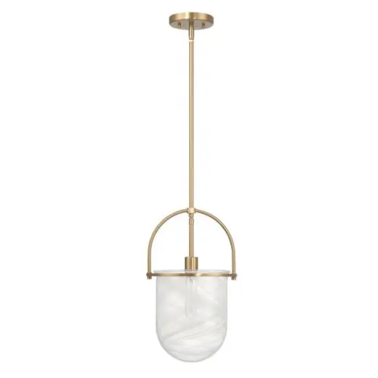 Hello Honey&reg; Beatrice Gold & White Mid-Century Modern Handmade Marbleized Glass & Metal Ceiling Light {10}
