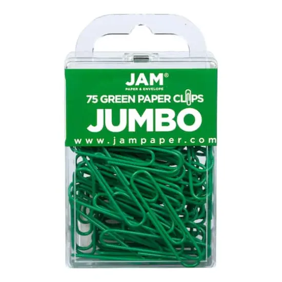 JAM Paper Jumbo Paper Clips Green {1}