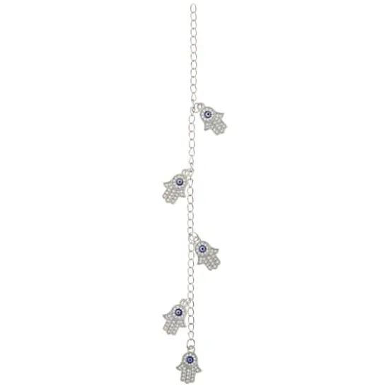 Silver Rhinestone Hamsa Metal Hand Beads, 21mm by Bead Landing&trade; {4}