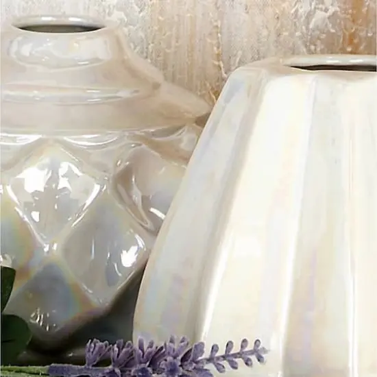 CosmoLiving by Cosmopolitan Cream Stoneware Glam Vase Set {7}