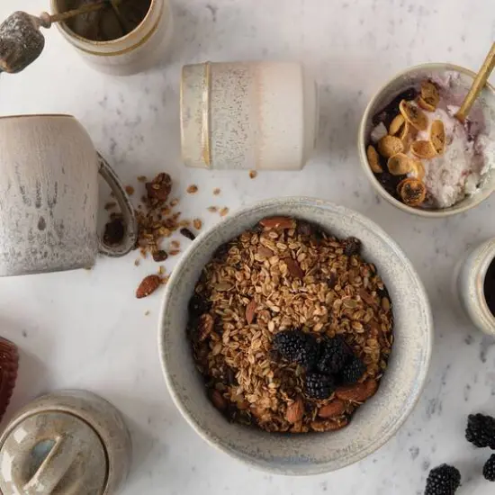 Hello Honey&reg; Green & Blue Glaze Stoneware Honey Jar with Wood Honey Dipper {4}