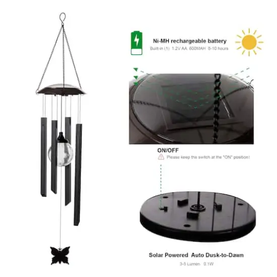 Glitzhome&reg; 32" Solar Powered Windchime with Crackle Bulbs, 2ct. {8}