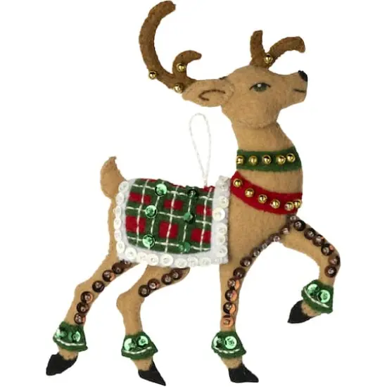 Bucilla&reg; Festive Reindeer Felt Ornaments Applique Kit Set {4}