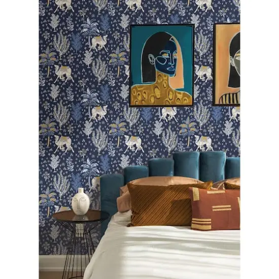 NuWallpaper PrintFresh Navy Camel's Courtyard Peel & Stick Wallpaper {4}