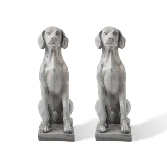 Glitzhome&reg; 28.25" Light Gray Sitting Labrador Retriever Dog Statues, 2ct. {6}