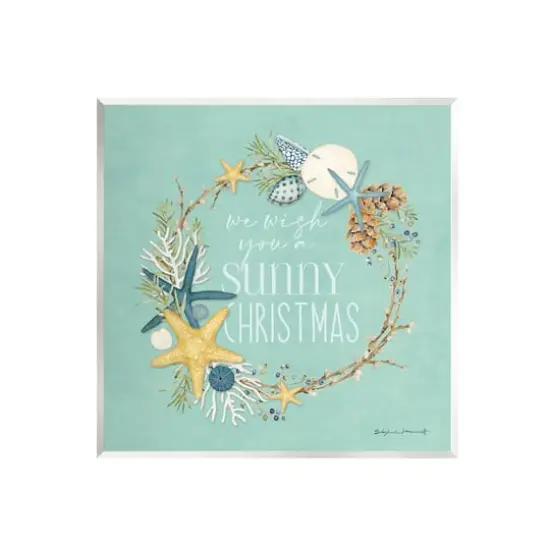 Stupell Industries Wish You A Sunny Christmas Wreath Wall Plaque Art {1}