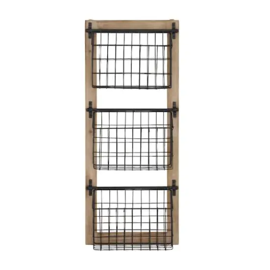 34" Black Metal Farmhouse Magazine Rack {4}