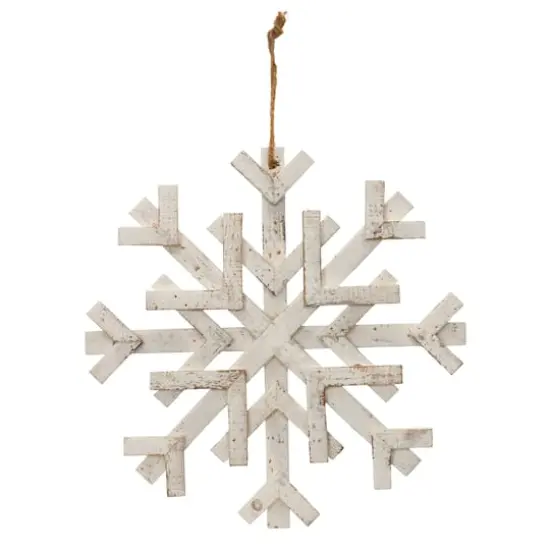 16" Distressed Fir Wood Snowflake {1}