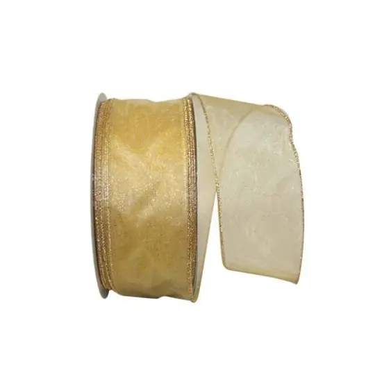 JAM Paper 2.5" x 50yd. Sheer Glitz Wired Value Ribbon Gold {1}