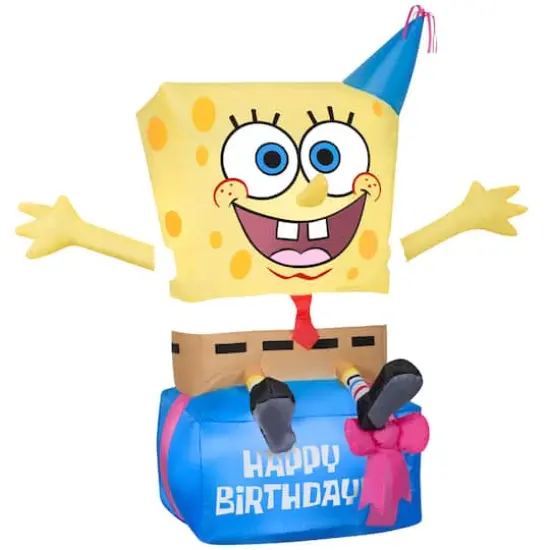 3.5ft. Airblown&reg; Inflatable Spongebob on Birthday Present {1}