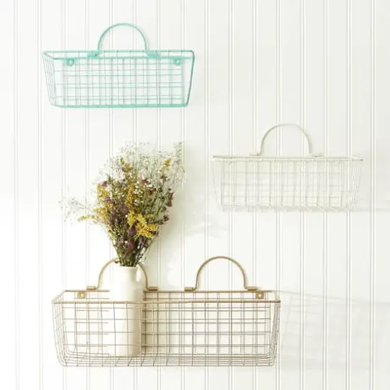 DII&reg; Small Wire Wall Baskets, 2ct. Antique White {6}