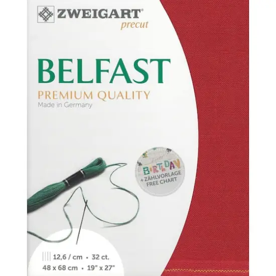 Zweigart&reg; Precut Belfast 32 Count Canvas, 19" x 27" Christmas Red {1}